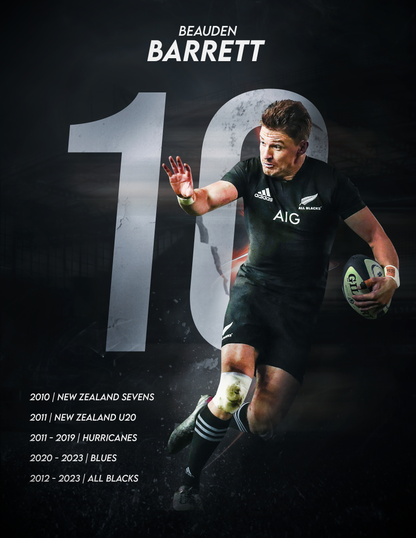 All Blacks Poster - Beauden Barrett A3